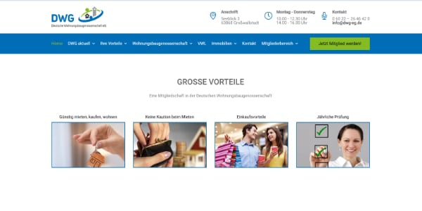 Screenshot Website DWG eg