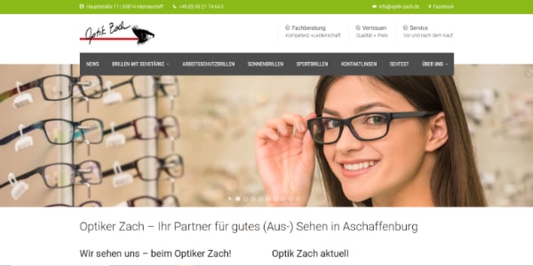 Screenshot Website Optik Zach
